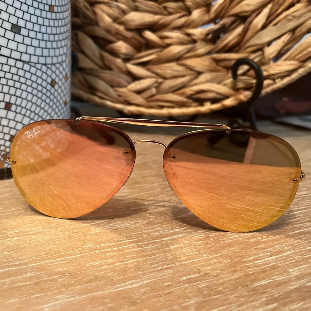 RAY-BAN COPPER & ROSE GOLD RIMLESS AVIATORS - Picture 3 of 3